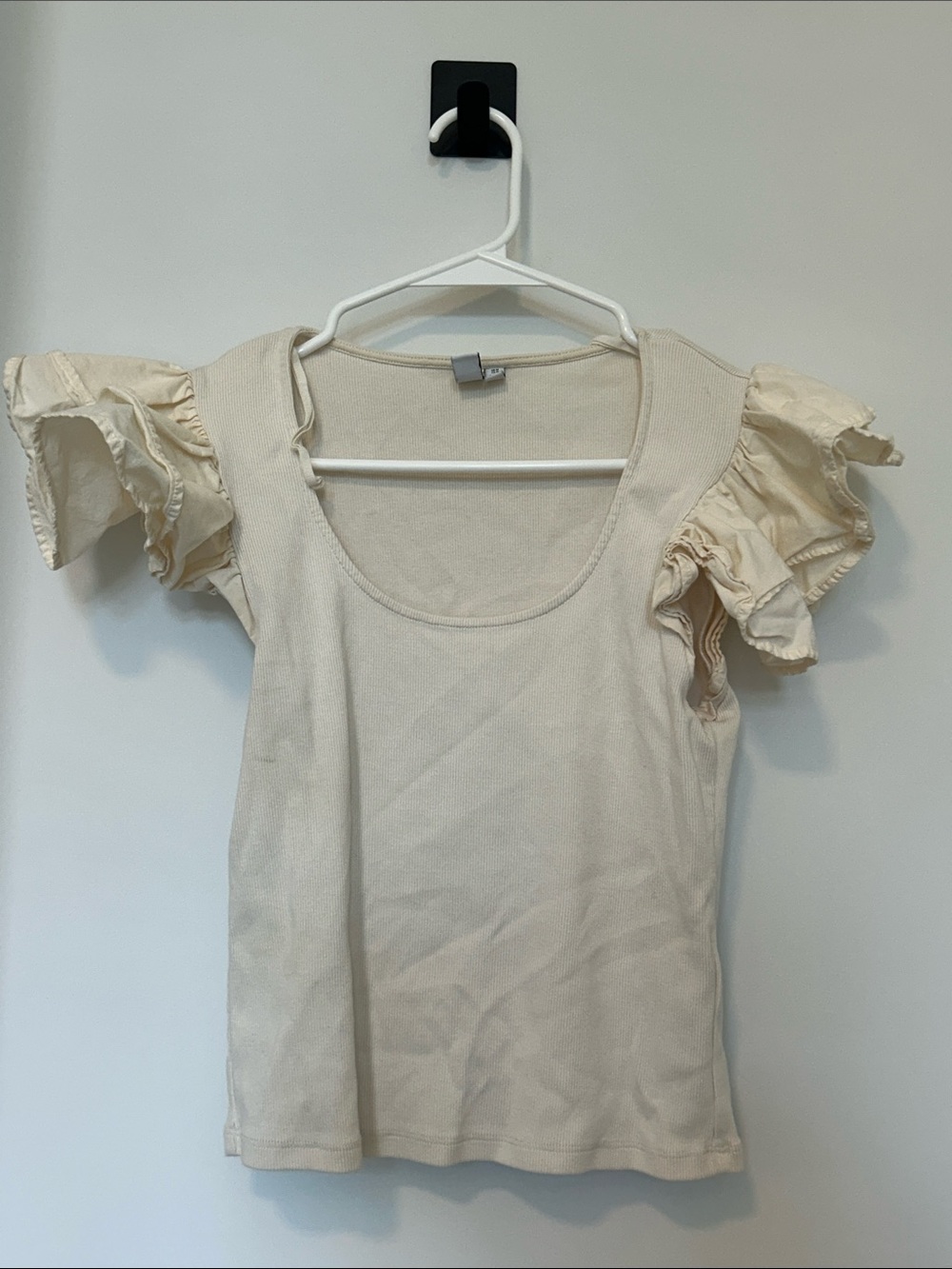 & Other Stories Cream Ruffle Sleeve Tank Top